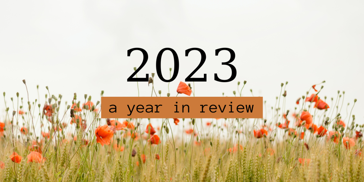2023 a year in review overlaid on photo of poppies