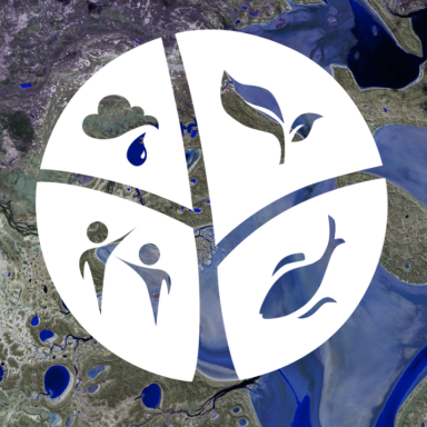 emlab logo over aerial of wetlands